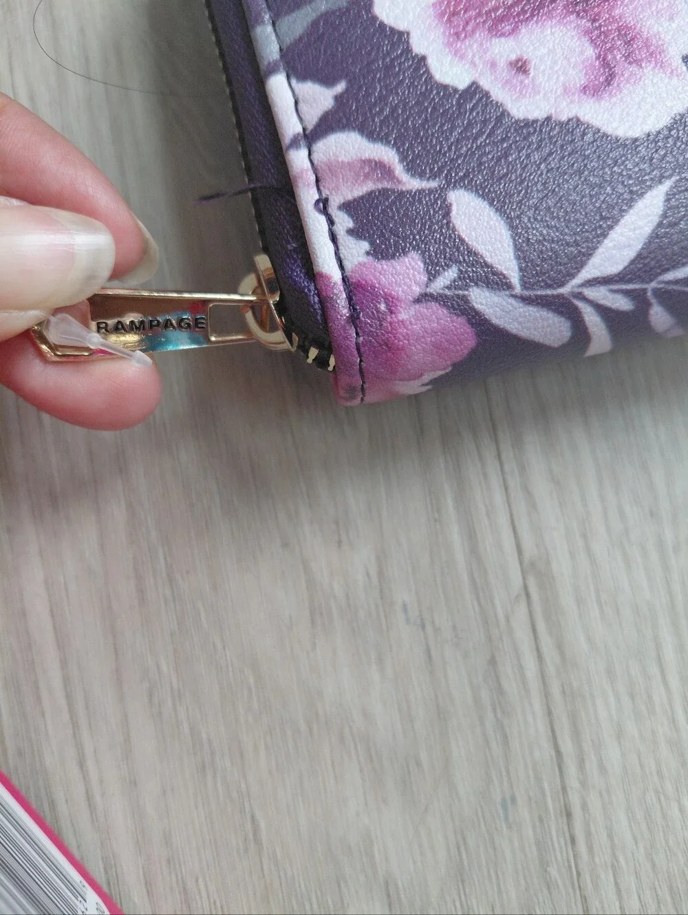 New! Rampage Purple Floral Zip Wallet